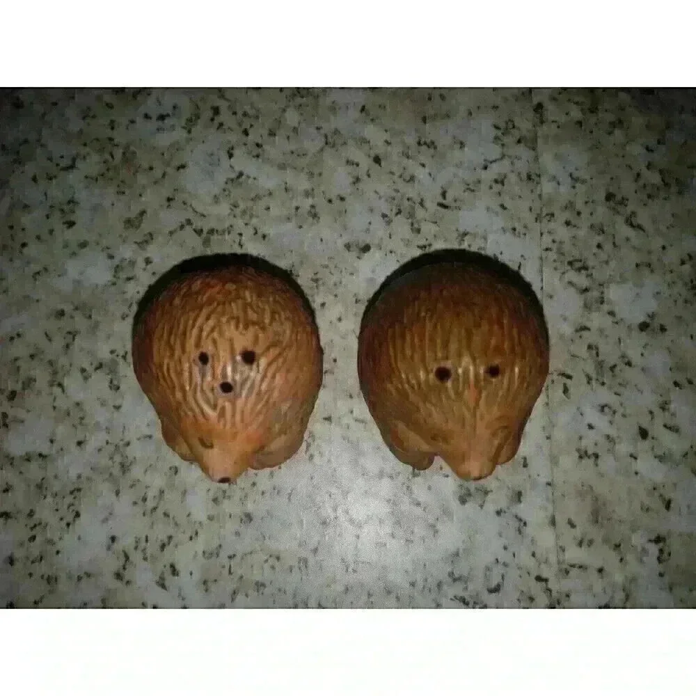Vintage Ceramic Happy Hedgehogs Salt and Pepper Shakers Made in Korea